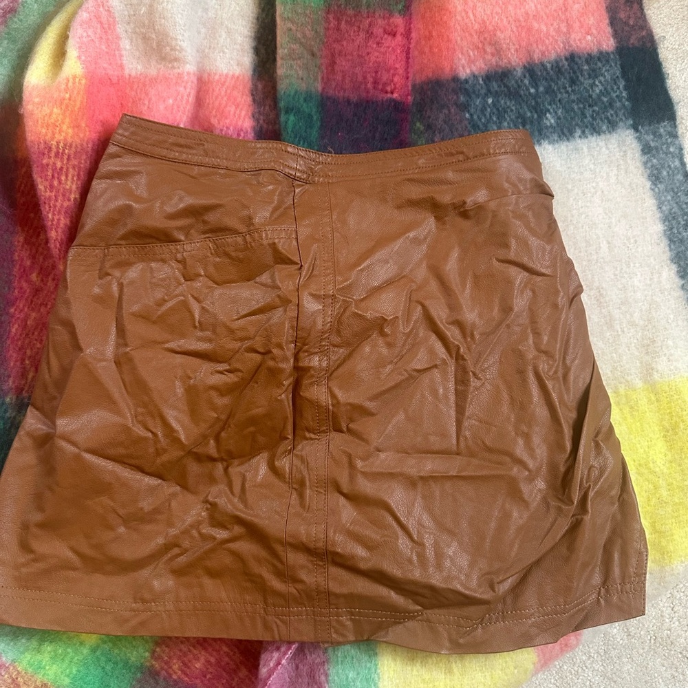 FREE People Brown Leather Skirt